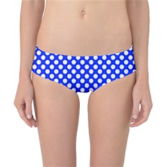 Dark Blue And White Polka Dots Pattern, Retro Pin-up Style Theme, Classic Dotted Theme Classic Bikini Bottoms by Casemiro