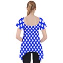 Dark blue and white polka dots pattern, retro pin-up style theme, classic dotted theme Lace Front Dolly Top View2