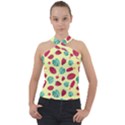 Watermelons, fruits and ice cream, pastel colors, at yellow Cross Neck Velour Top View1