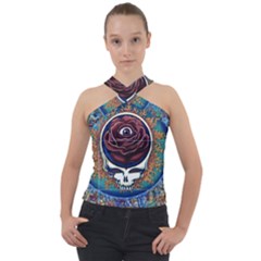 Grateful Dead Ahead Of Their Time Cross Neck Velour Top by Sapixe