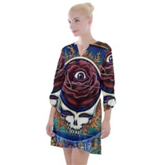 Grateful Dead Ahead Of Their Time Open Neck Shift Dress by Sapixe