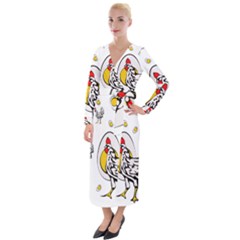 Roseanne Chicken, Retro Chickens Velvet Maxi Wrap Dress by EvgeniaEsenina