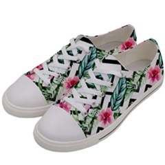 Tropical Zig Zag Pattern Women s Low Top Canvas Sneakers by designsbymallika