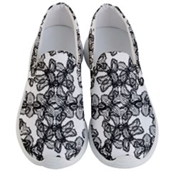 Stylized Botanical Motif Black And White Print Men s Lightweight Slip Ons by dflcprintsclothing