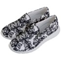 Stylized Botanical Motif Black And White Print Men s Lightweight Slip Ons View2