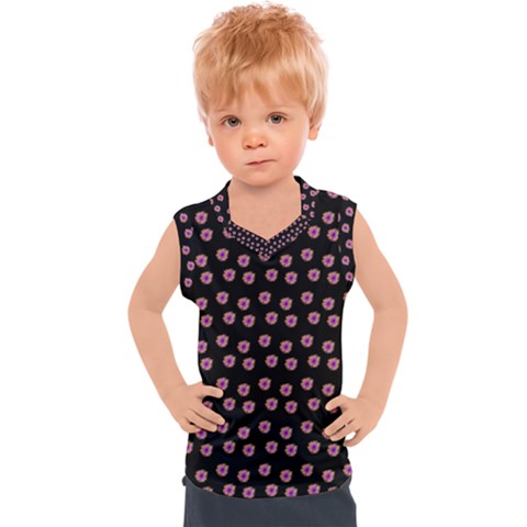 Peach Purple Daisy Flower Black Kids  Sport Tank Top by snowwhitegirl