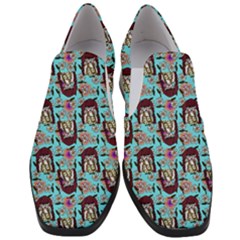 Braids Doll Daisies Blue Women Slip On Heel Loafers by snowwhitegirl