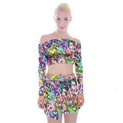 Colorful Paint Texture                                                       Off Shoulder Top With Minki Skirt Set by LalyLauraFLM