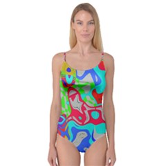 Colorful Distorted Shapes On A Grey Background                                                     Camisole Leotard by LalyLauraFLM