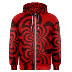 Spiral Abstraction Red, Abstract Curves Pattern, Mandala Style Men s Zipper Hoodie by Casemiro