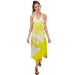 Golden Yellow Rose Halter Tie Back Dress  by Janetaudreywilson