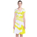 Golden Yellow Rose Short Sleeve Front Wrap Dress View1