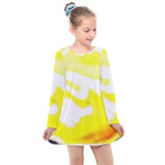 Golden Yellow Rose Kids  Long Sleeve Dress by Janetaudreywilson