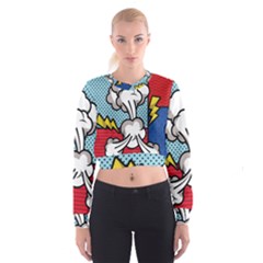 Rays Smoke Pop Art Style Vector Illustration Cropped Sweatshirt by Amaryn4rt