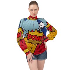 Pow Word Pop Art Style Expression Vector High Neck Long Sleeve Chiffon Top by Amaryn4rt