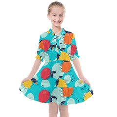 Pop Art Style Citrus Seamless Pattern Kids  All Frills Chiffon Dress by Amaryn4rt