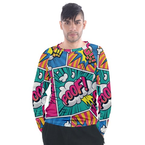 Comic Colorful Seamless Pattern Men s Long Sleeve Raglan Tee by Amaryn4rt