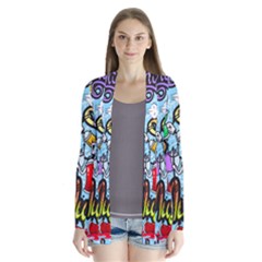 Graffiti Characters Seamless Pattern Drape Collar Cardigan by Amaryn4rt