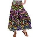 Graffiti Word Seamless Pattern Satin Palazzo Pants View1