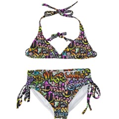 Graffiti Word Seamless Pattern Kids  Classic Bikini Set by Amaryn4rt