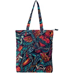 Vintage Tattoos Colorful Seamless Pattern Double Zip Up Tote Bag by Amaryn4rt