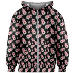 Floral Print Kids  Zipper Hoodie Without Drawstring by Saptagram