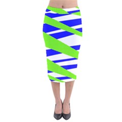 Abstract Triangles Pattern, Dotted Stripes, Grunge Design In Light Colors Velvet Midi Pencil Skirt by Casemiro