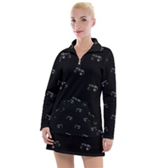 Vintage Car Motif Print Pattern Women s Long Sleeve Casual Dress by dflcprintsclothing