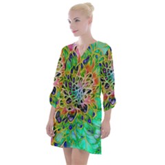 Peacock Chrysanthemum Open Neck Shift Dress by bloomingvinedesign