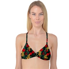 Seamless-pattern-with-leopards-and-roses-vector Reversible Tri Bikini Top by Sobalvarro