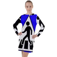 Cross Crossing Crosswalk Line Walk Long Sleeve Hoodie Dress by HermanTelo