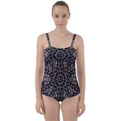 Modern Baroque Print Twist Front Tankini Set by dflcprintsclothing