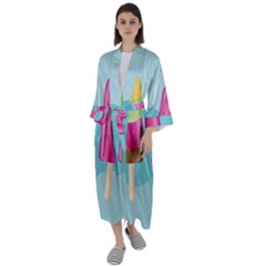 Ice Cream Parlour Maxi Satin Kimono by HermanTelo