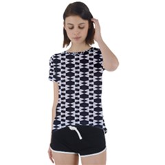 Black And White Triangles Short Sleeve Foldover Tee by Sparkle