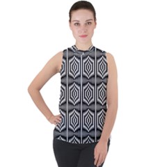 Optical Illusion Mock Neck Chiffon Sleeveless Top by Sparkle