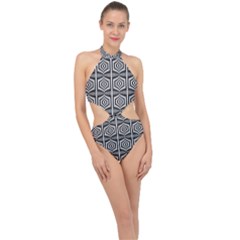 Optical Illusion Halter Side Cut Swimsuit by Sparkle