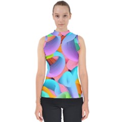 3d Color Swings Mock Neck Shell Top by Sparkle