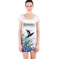 Nature Surfing Short Sleeve Bodycon Dress by Sparkle