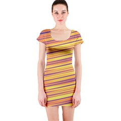 Orange Strips Short Sleeve Bodycon Dress by Sparkle