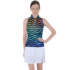 Digital Waves Women s Sleeveless Polo Tee by Sparkle