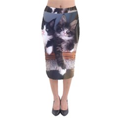 Cats Brothers Velvet Midi Pencil Skirt by Sparkle