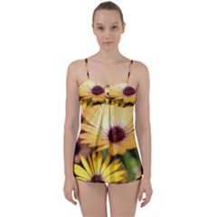 Yellow Flowers Babydoll Tankini Set by Sparkle