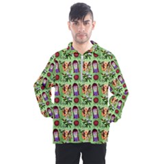 Purple Glasses Girl Pattern Green Men s Half Zip Pullover by snowwhitegirl