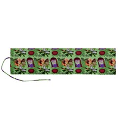 Purple Glasses Girl Pattern Green Roll Up Canvas Pencil Holder (l) by snowwhitegirl