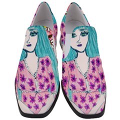 Blue Haired Girl Wall Women Slip On Heel Loafers by snowwhitegirl