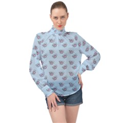 Zodiac Bat Pink Blue High Neck Long Sleeve Chiffon Top by snowwhitegirl