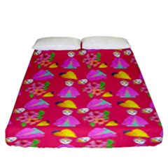 Girl With Hood Cape Heart Lemon Pattern Pink Fitted Sheet (king Size) by snowwhitegirl