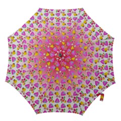 Girl With Hood Cape Heart Lemon Pattern Red Ombre Hook Handle Umbrellas (large) by snowwhitegirl