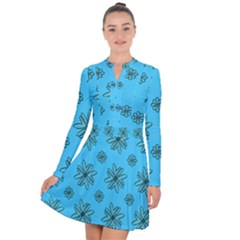 Blue Repeat Pattern Long Sleeve Panel Dress by emmamatrixworm