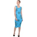 Blue repeat pattern Sleeveless Pencil Dress View3